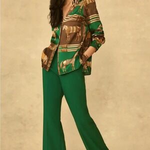 Pearl Lela Rose Shirt Horse Equestrian‎ Twill Button Down
